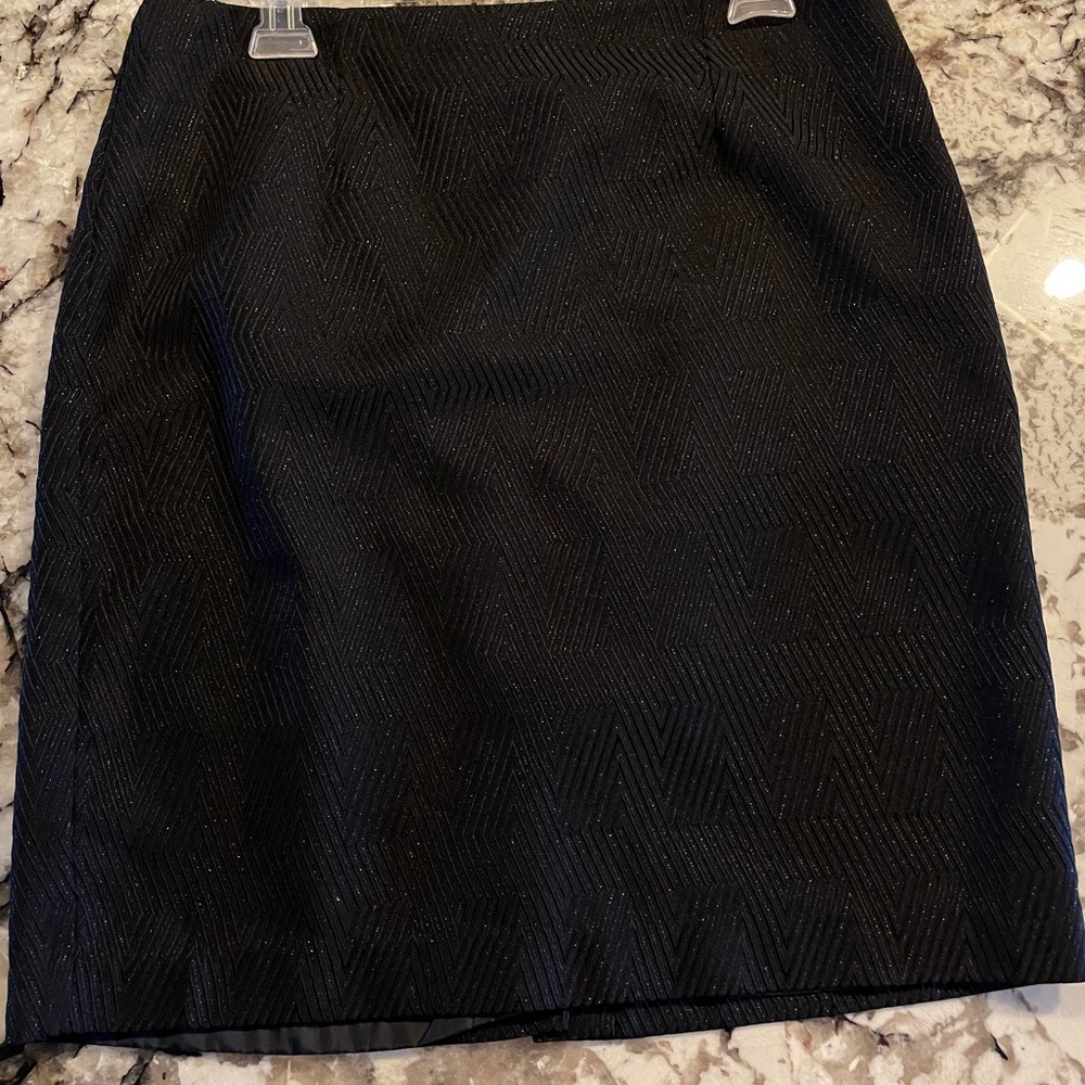 Womens Black A-Line Skirt Party Dressy Size 8 Silver Shimmer Jaclyn Smith